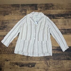Torrid Stripe Linen Blend Blazer Lightweight Casual Jacket Size 1 1X 14-16